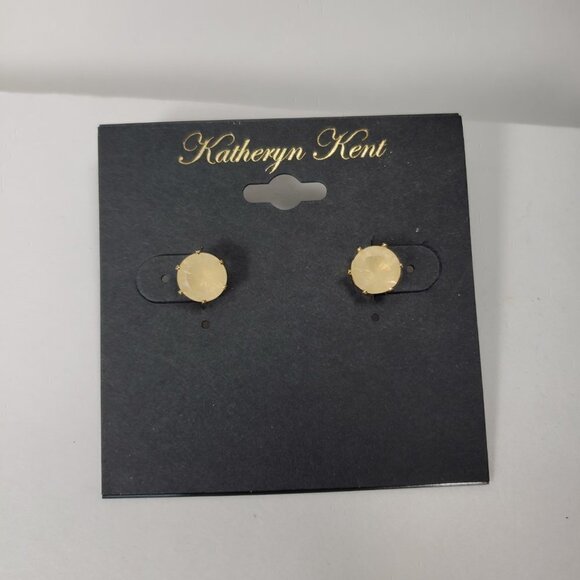 KATHERYN KENT, Stylished Gold-tone & Tan Stone Stud Earrings - Fashion Jewelry - Picture 3 of 8